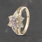 Second Hand 9ct Yellow Gold Amethyst & Rainbow Crystal Flower Cluster Ring 41103511