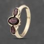 Second Hand 9ct Yellow Gold Garnet Rubover Three Stone Ring 41103524