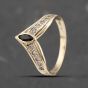 Second Hand 9ct Yellow Gold Sapphire & Cubic Zirconia Half Wishbone Ring 41103528