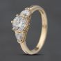 Second Hand 9ct Yellow Gold Cubic Zirconia Heart Shoulders Three Stone Ring 41103544