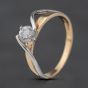 Second Hand 9ct Two Colour Gold Cubic Zirconia Twist Shoulders Solitaire Ring 41103545