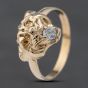 Second Hand 9ct Yellow Gold Cubic Zirconia Leopards Head Signet Ring 41103557
