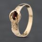 Second Hand 9ct Yellow Gold Garnet Set Engraved Buckle Ring 41103559
