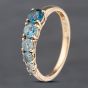 Second Hand 9ct Yellow Gold Blue Topaz Graduated Half Eternity Ring 41103583