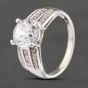 Second Hand 9ct White Gold Cubic Zirconia & Pink Cubic Zirconia Three Row Shoulders Solitaire Ring 41103586