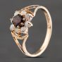 Second Hand 9ct Yellow Gold Garnet & Opal Flower Cluster Ring 41103595