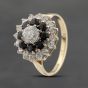 Second Hand 9ct Yellow Gold Sapphire & Cubic Zirconia Round Tier Cluster Ring 41103620