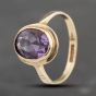 Second Hand 9ct Yellow Gold Amethyst Oval Dress Ring 41103626