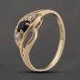 Second Hand 9ct Yellow Gold Sapphire & Cubic Zirconia Twist Three Stone Ring 41103688