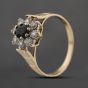 Second Hand 9ct Yellow Gold Sapphire & Cubic Zirconia Flower Cluster Ring 41103689