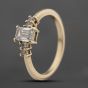 Second Hand 9ct Yellow Gold Cubic Zirconia Emerald Cut Centre Stone Five Stone Ring 41103700