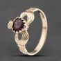 Second Hand 9ct Yellow Gold Garnet Claddagh Ring 41103752