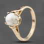 Second Hand Vintage 9ct Yellow Gold Pearl Claw Set Dress Ring 41103779