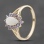 Second Hand 9ct Yellow Gold Opal & Tanzanite Pear Shaped Cluster Ring 41103780