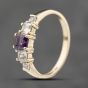 Second Hand 9ct Yellow Gold Amethyst & Cubic Zirconia Square Cut Five Stone Ring 41103789