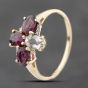 Second Hand 9ct Yellow Gold Tourmaline & White Topaz Flower Dress Ring 41103795