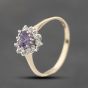 Second Hand 9ct Yellow Gold Amethyst & Cubic Zirconia Heart Cluster Ring 41103802