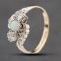 Second Hand Vintage 9ct Yellow Gold Opal & White Spinel Twist Three Stone Ring 41103815