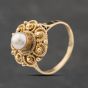 Second Hand Yellow Gold Cultured Pearl Ornate Dress Ring 41103839