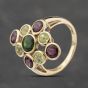 Second Hand 9ct Yellow Gold Diopside, Peridot & Pink Tourmaline Rubover Set Dress Ring 41103865