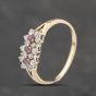 Second Hand 9ct Yellow Gold Ruby & Cubic Zirconia Triple Cluster Ring 41103869