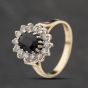 Second Hand 9ct Yellow Gold Sapphire & Cubic Zirconia Oval Cluster Ring 41103873