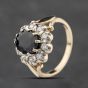 Second Hand Yellow Gold Sapphire & Cubic Zirconia Large Oval Cluster Ring 41103875