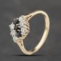 Second Hand 9ct Yellow Gold Sapphire & Cubic Zirconia Three Row Cluster Ring 41103876