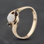 Second Hand 9ct Yellow Gold Simulated Pearl & Sapphire Three Stone Ring 41103902