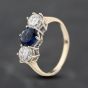 Second Hand 9ct Yellow Gold White And Blue Cubic Zirconia Three Stone Ring 41103903
