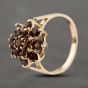 Second Hand 9ct Yellow Gold Garnet Flower Cluster Ring 41103908
