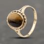 Second Hand Vintage Yellow Gold Tigers Eye Oval Rope Edged Dress Ring 41103913