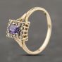Second Hand 9ct Yellow Gold Amethyst & Cubic Zirconia Dress Ring 41103927
