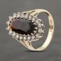 Second Hand 9ct Yellow Gold Garnet & Cubic Zirconia Oval Cluster Ring 41103934