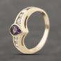 Second Hand 9ct Yellow Gold Amethyst & Cubic Zirconia Half Wishbone Ring 41103942