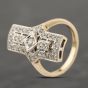 Second Hand 9ct Yellow Gold Cubic Zirconia Art Deco Style Cocktail Ring 41103943