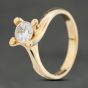 Second Hand 9ct Yellow Gold Cubic Zirconia High Set Round Solitaire Ring 41103946