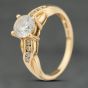 Second Hand 9ct Yellow Gold Cubic Zirconia Round Shoulder Set Solitaire Ring 41103947