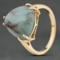 Second Hand 9ct Yellow Gold Moss Agate Triangular Dress Ring 41103951
