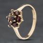 Second Hand 9ct Yellow Gold Garnet Flower Cluster Ring 41103962