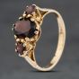 Second Hand 9ct Yellow Gold Garnet Three Stone Ring 41103970