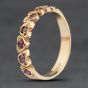 Second Hand 9ct Yellow Gold Ruby Heart Shaped Half Eternity Ring 41103977