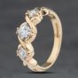 Second Hand 9ct Yellow Gold Cubic Zirconia Square Cut Three Stone Ring 41103978
