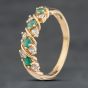 Second Hand 9ct Yellow Gold Emerald & Cubic Zirconia Three Row Half Eternity Ring 41103980