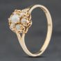 Second Hand 9ct Yellow Gold Cultured Pearl Flower Cluster Ring 41103982