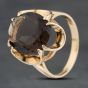 Second Hand 9ct Yellow Gold Smoky Quartz Oval Scallop Dress Ring 41103989