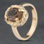 Second Hand Vintage Yellow Gold Smoky Quartz Oval Rope Edge Dress Ring 41103990