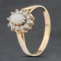Second Hand 9ct Yellow Gold Opal & Cubic Zirconia Oval Cluster Ring 41103992