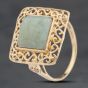Second Hand 9ct Yellow Gold Jade Square Ornate Dress Ring 41104025