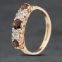 Second Hand 9ct Yellow Gold Garnet & White Spinel Five Stone Ring 41104029
